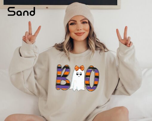 Cute Ghost Boo Halloween Sweatshirt - Image 2