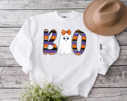 Cute Ghost Boo Halloween Sweatshirt - Image 4