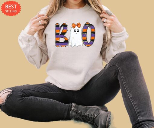Cute Ghost Boo Halloween Sweatshirt - Image 3