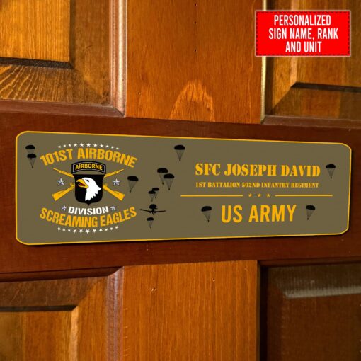 Personalized Sign Name, Rank & Unit US Army 101st Airborne Division