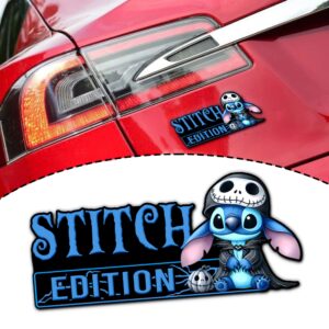Stitch as Jack Halloween Edition Laser Engraved or 3D Inlayed Car Name Badge