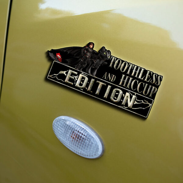Toothless And Hiccup Edition Laser Engraved or 3D Inlayed Car Name Badge - Image 5