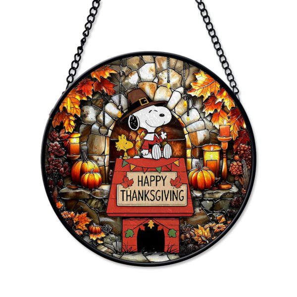 Snooopy Thanksgiving Stained Glass Suncatcher - Image 2