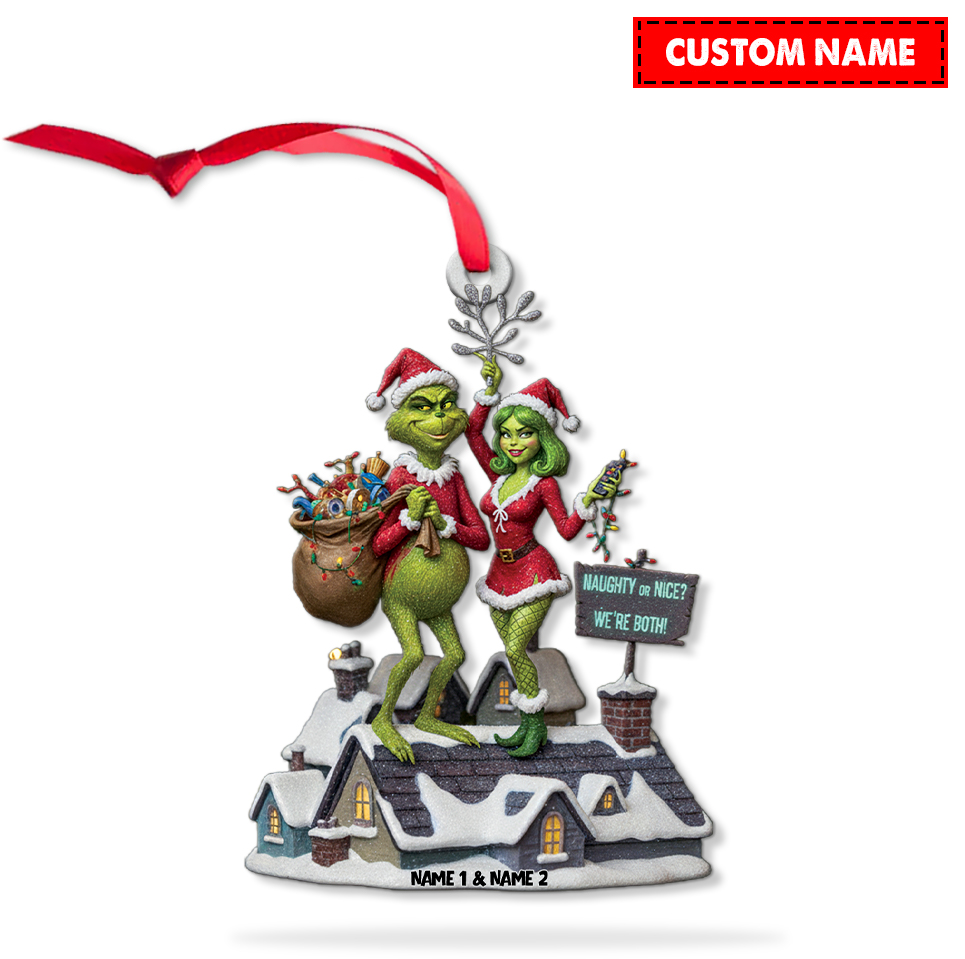 Personalized Grinch Naughty Or Nice Couple Christmas Ornament - Image 6