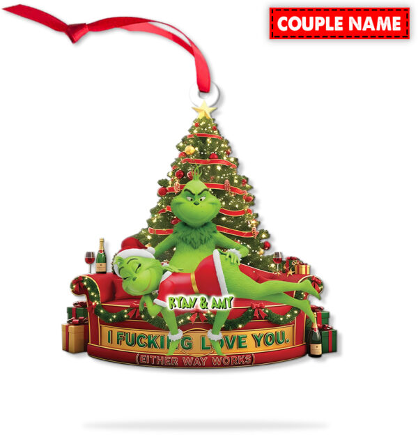Personalized Green Monster Couple I  Love You - Either Way Works Christmas Ornament - Image 6