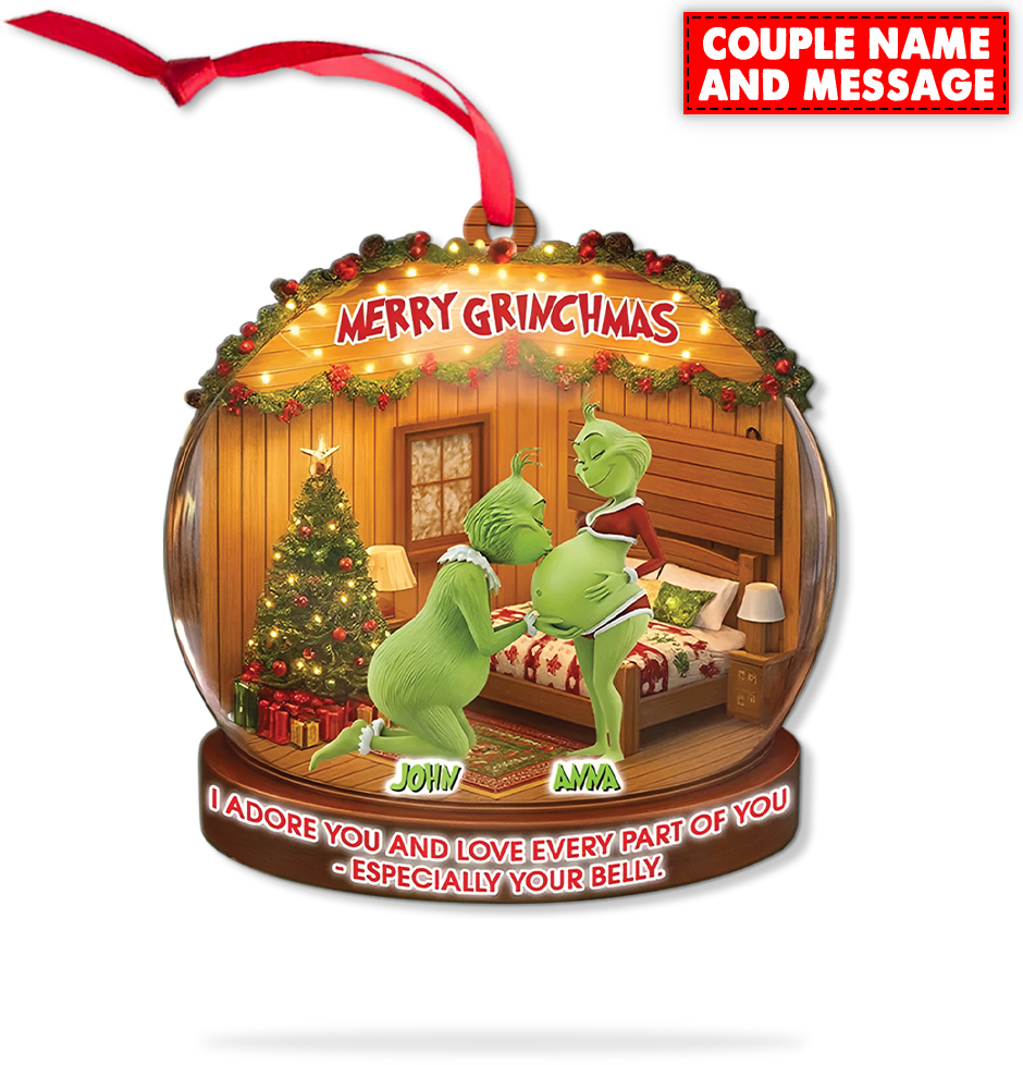 Personalized Green Monster Couple I Adore You And Love Every Part Of You Christmas Ornament - Image 7