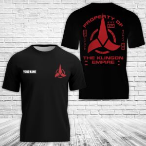 Personalized Star Trek Discovery Property Of Klingon Empire Red 3D Apparel