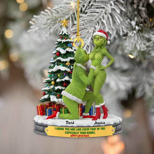 Personalized Grinch Couple Christmas Ornament - Image 2
