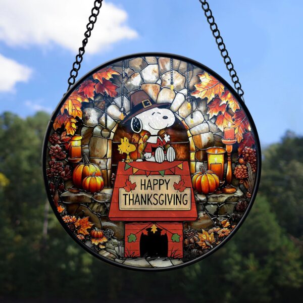 Snooopy Thanksgiving Stained Glass Suncatcher - Image 3