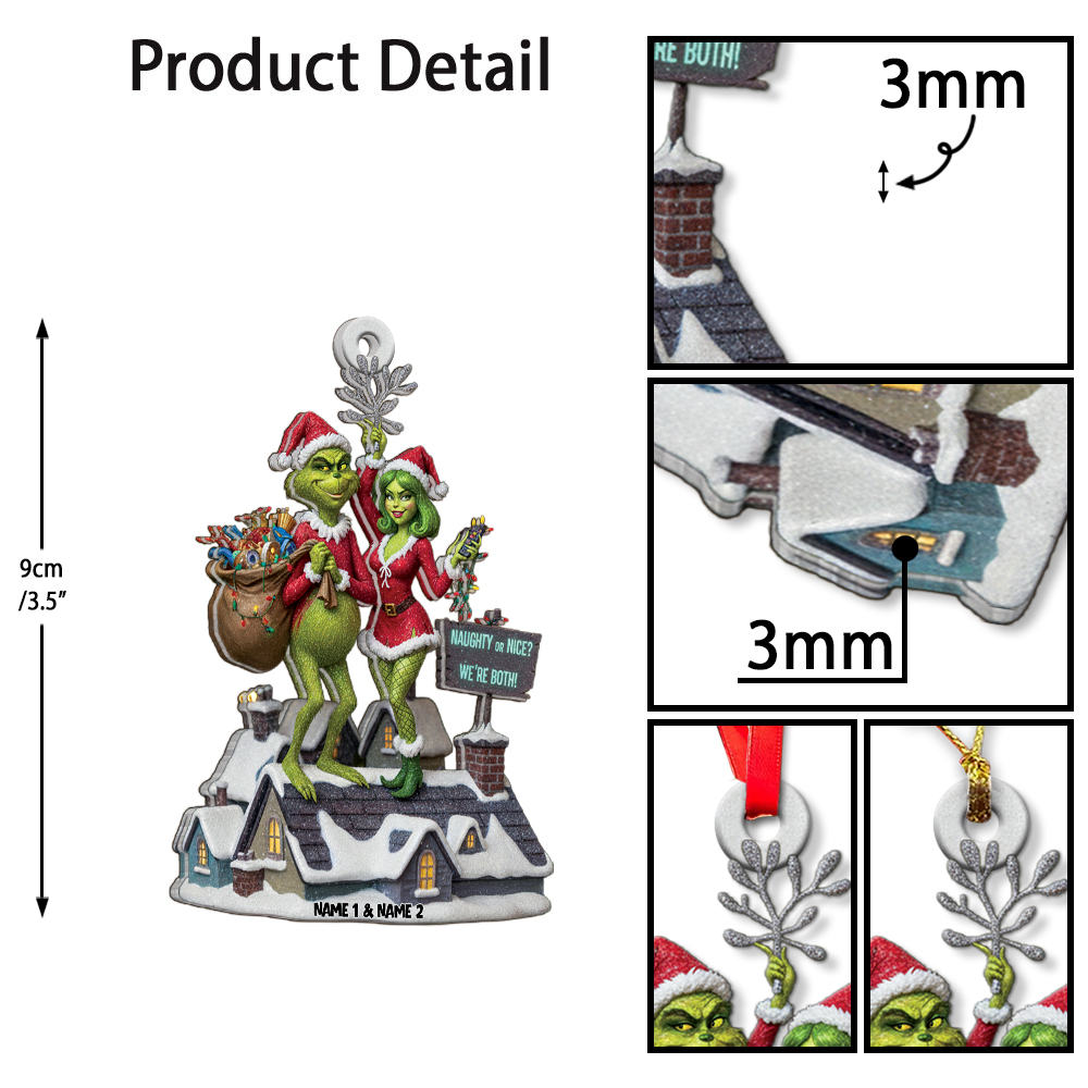 Personalized Grinch Naughty Or Nice Couple Christmas Ornament - Image 5