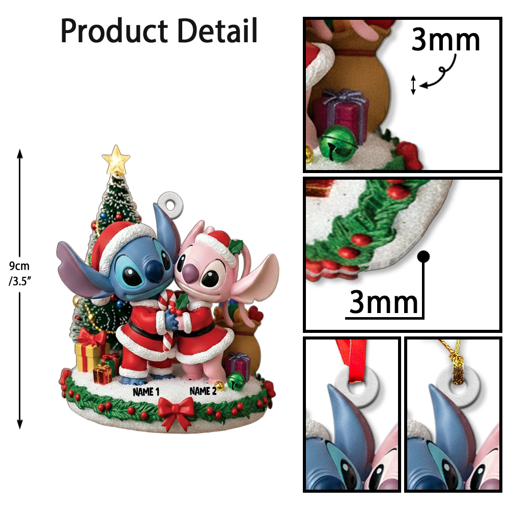 Personalized Stitch And Angel Couple Christmas Ornament - Image 5