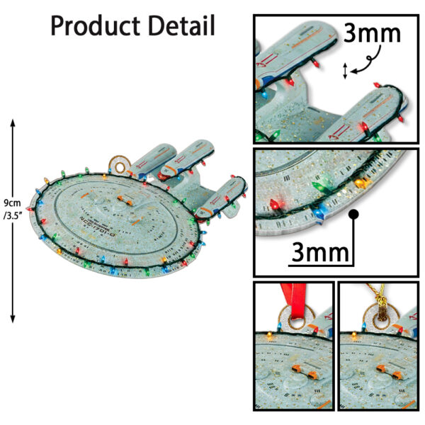 Star Trek U.S.S. Enterprise NCC-1701-D With Christmas Lights Christmas Ornament - Image 5