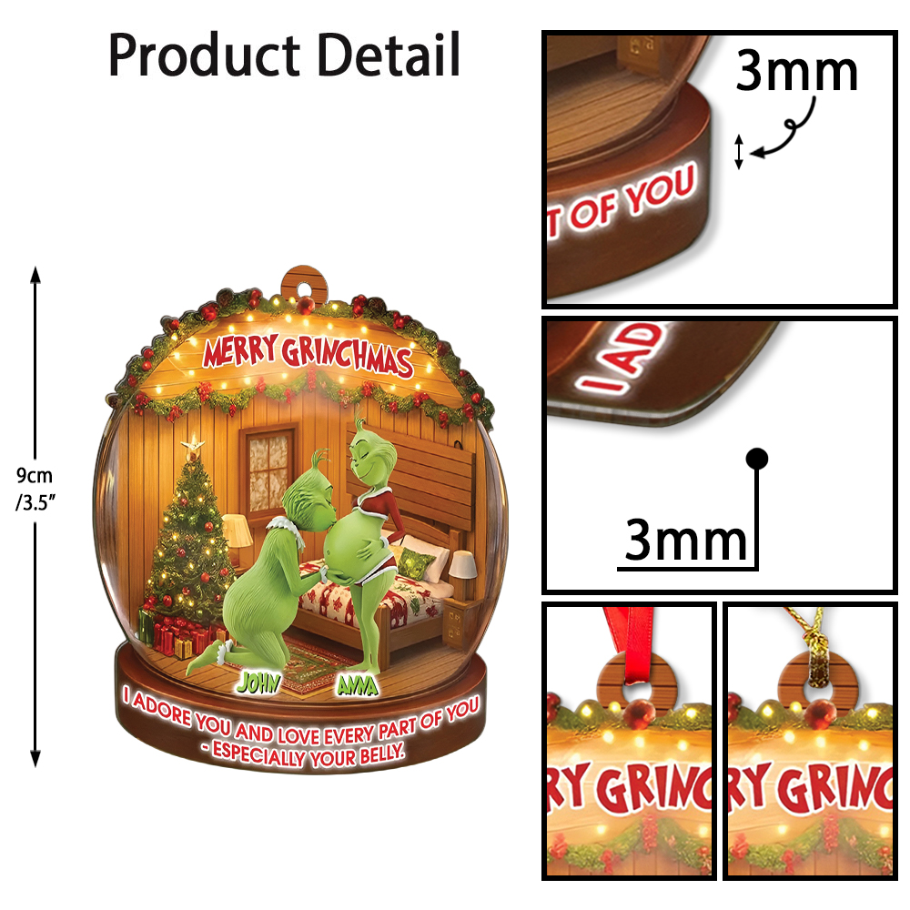 Personalized Green Monster Couple I Adore You And Love Every Part Of You Christmas Ornament - Image 6