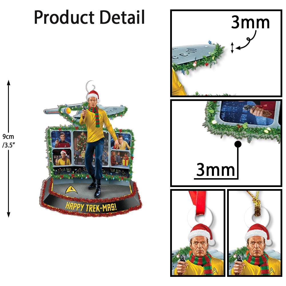Star Trek Captain James T. Kirk Happy Trek-Mas Christmas Ornament - Image 6