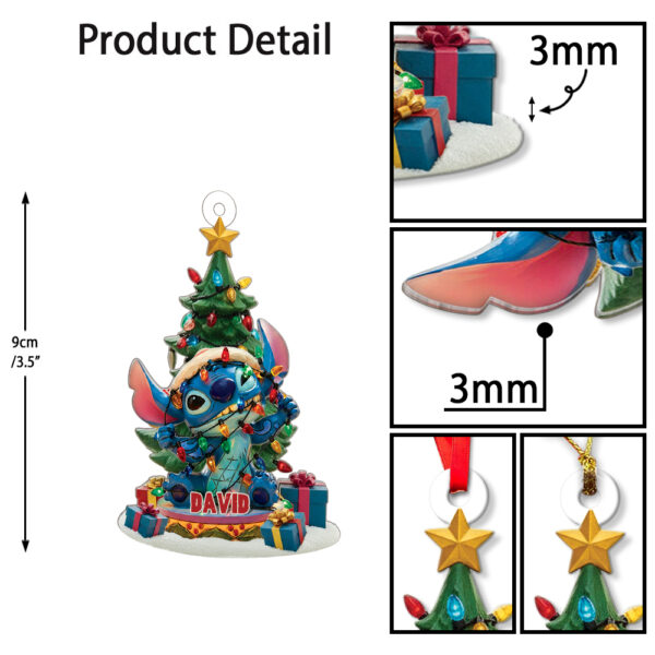 Personalized Stitch With Christmas Light Christmas Ornament - Image 6
