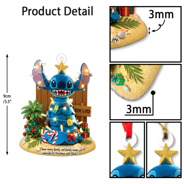 Personalized Stitch With Christmas Light On The Beach Christmas Ornament - Image 6