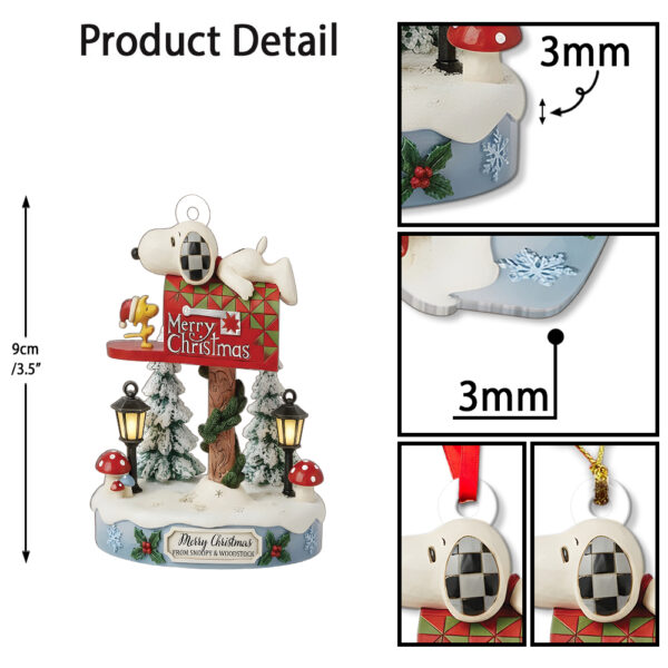 Snoopy & Woodstock on Christmas Mailbox Christmas Ornament - Image 6