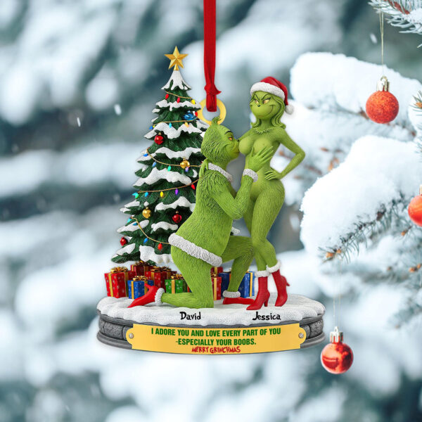 Personalized Grinch Couple Christmas Ornament - Image 4
