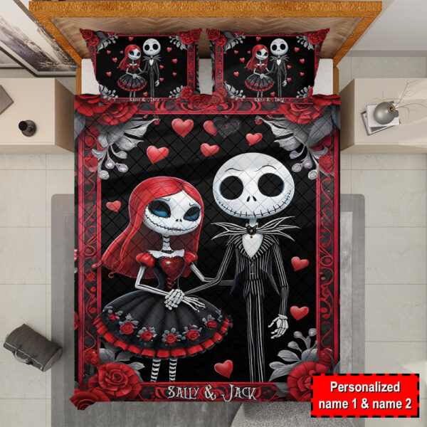Personalized Jack And Sally - The Nightmare Before Christmas Quilt Bedding Set - Image 2