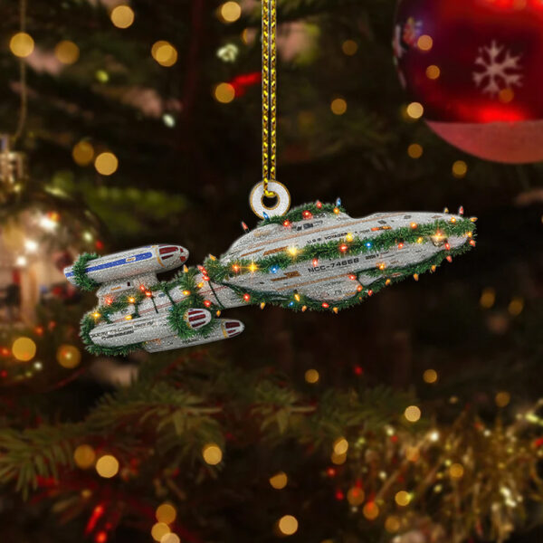 Star Trek U.S.S. Voyager NCC-74656 With Christmas Lights Christmas Ornament - Image 4