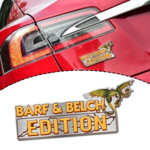 Barf & Belch Edition Laser Engraved or 3D Inlayed Car Name Badge