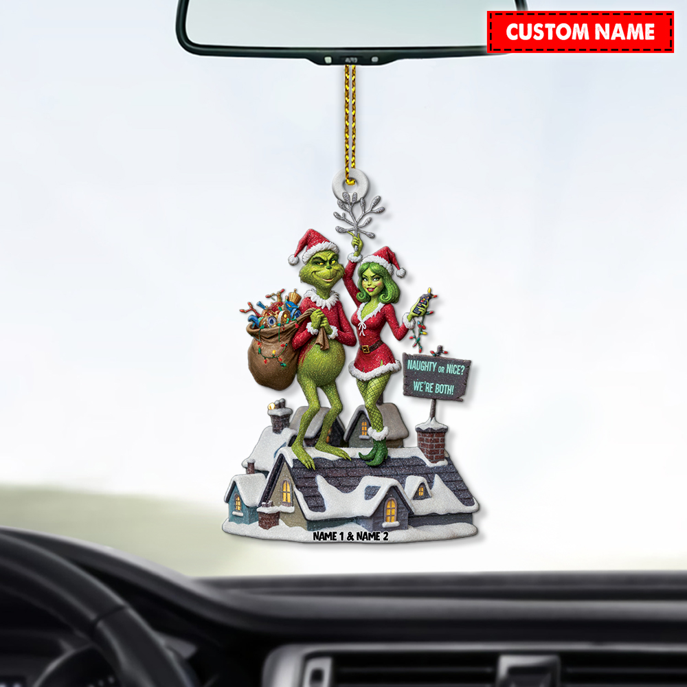 Personalized Grinch Naughty Or Nice Couple Christmas Ornament - Image 3