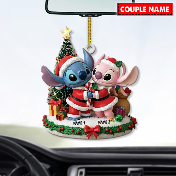 Personalized Stitch And Angel Couple Christmas Ornament - Image 3