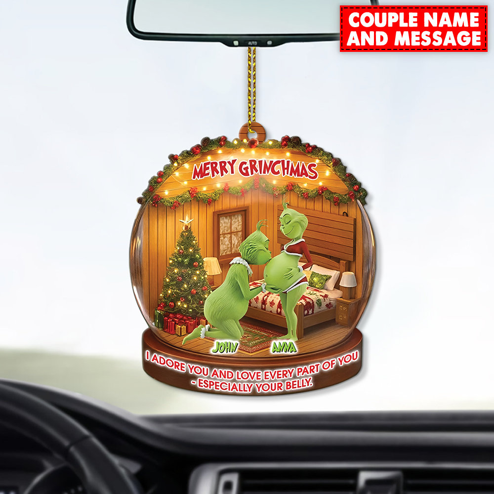 Personalized Green Monster Couple I Adore You And Love Every Part Of You Christmas Ornament - Image 4