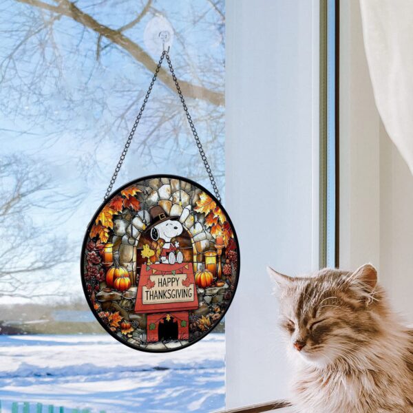 Snooopy Thanksgiving Stained Glass Suncatcher - Image 5