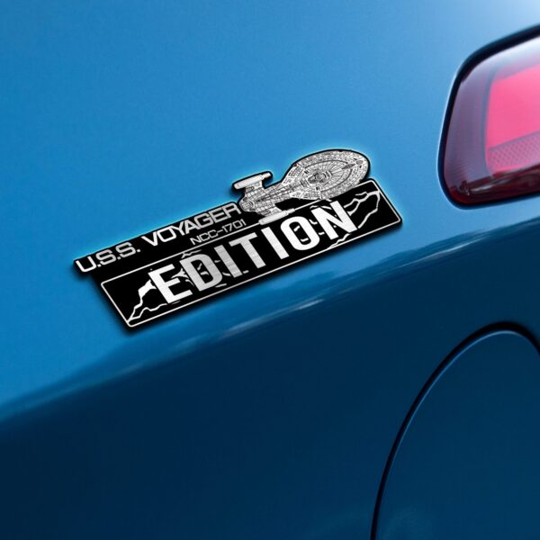 Star Trek U.S.S. Voyager NCC-74656 - Intrepid Class Starship Edition Laser Engraved or 3D Inlayed Car Name Badge - Image 3