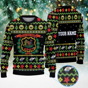 Personalized West Virginia Flag Christmas Knitted Sweater