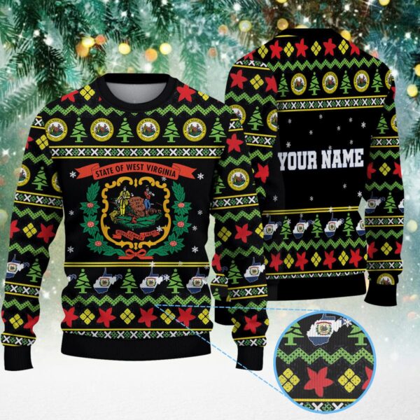 Personalized West Virginia Flag Christmas Knitted Sweater
