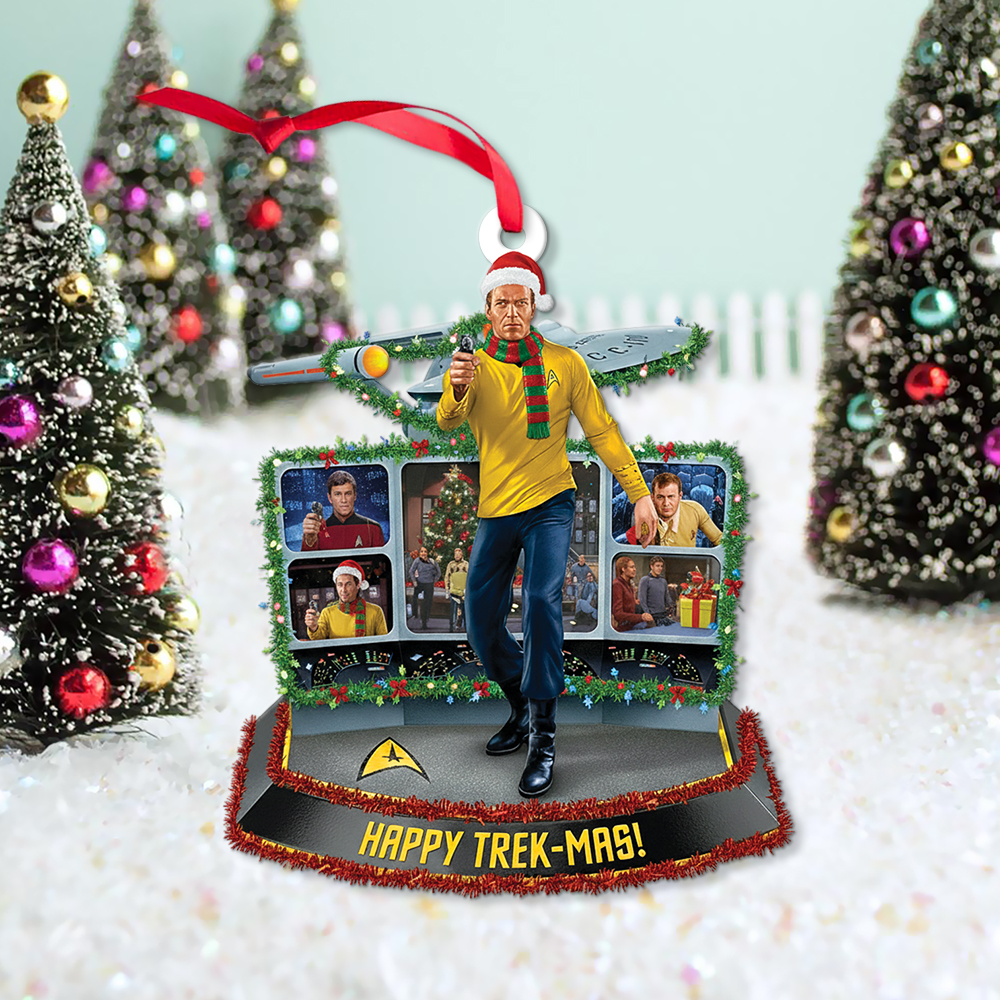 Star Trek Captain James T. Kirk Happy Trek-Mas Christmas Ornament - Image 3