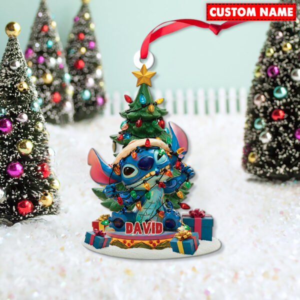 Personalized Stitch With Christmas Light Christmas Ornament - Image 3