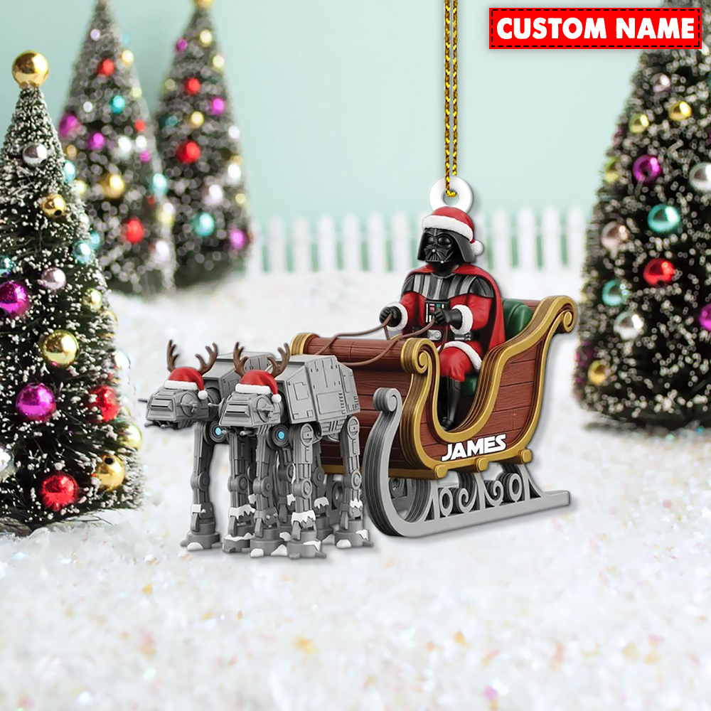 Personalized Darth Vader with AT-AT Reindeer Christmas Ornament - Image 4