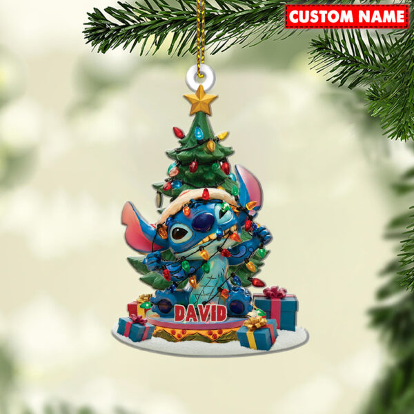 Personalized Stitch With Christmas Light Christmas Ornament - Image 2