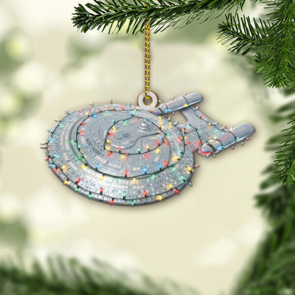 Star Trek U.S.S. Galaxy NCC-70637 With Christmas Lights Christmas Ornament - Image 2