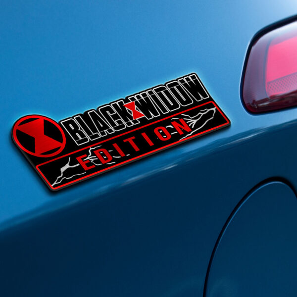 Black Widow Edition Laser Engraved Car Name Badge - Image 4