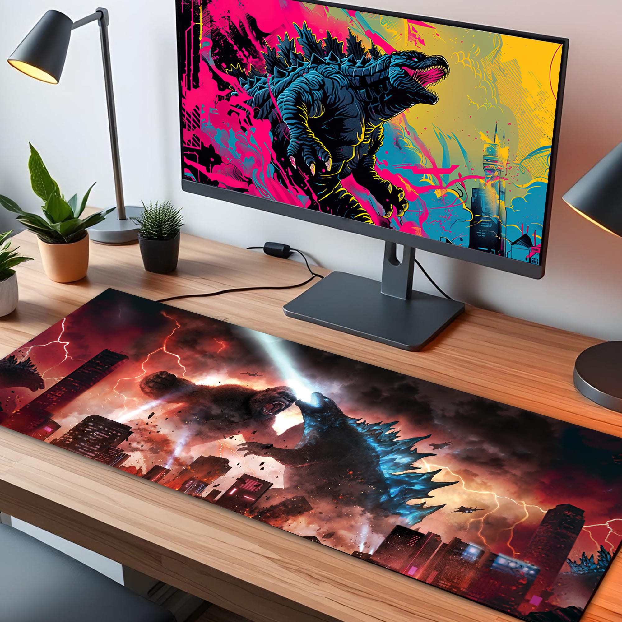Godzilla in fight red LED Desk Mat - Image 4