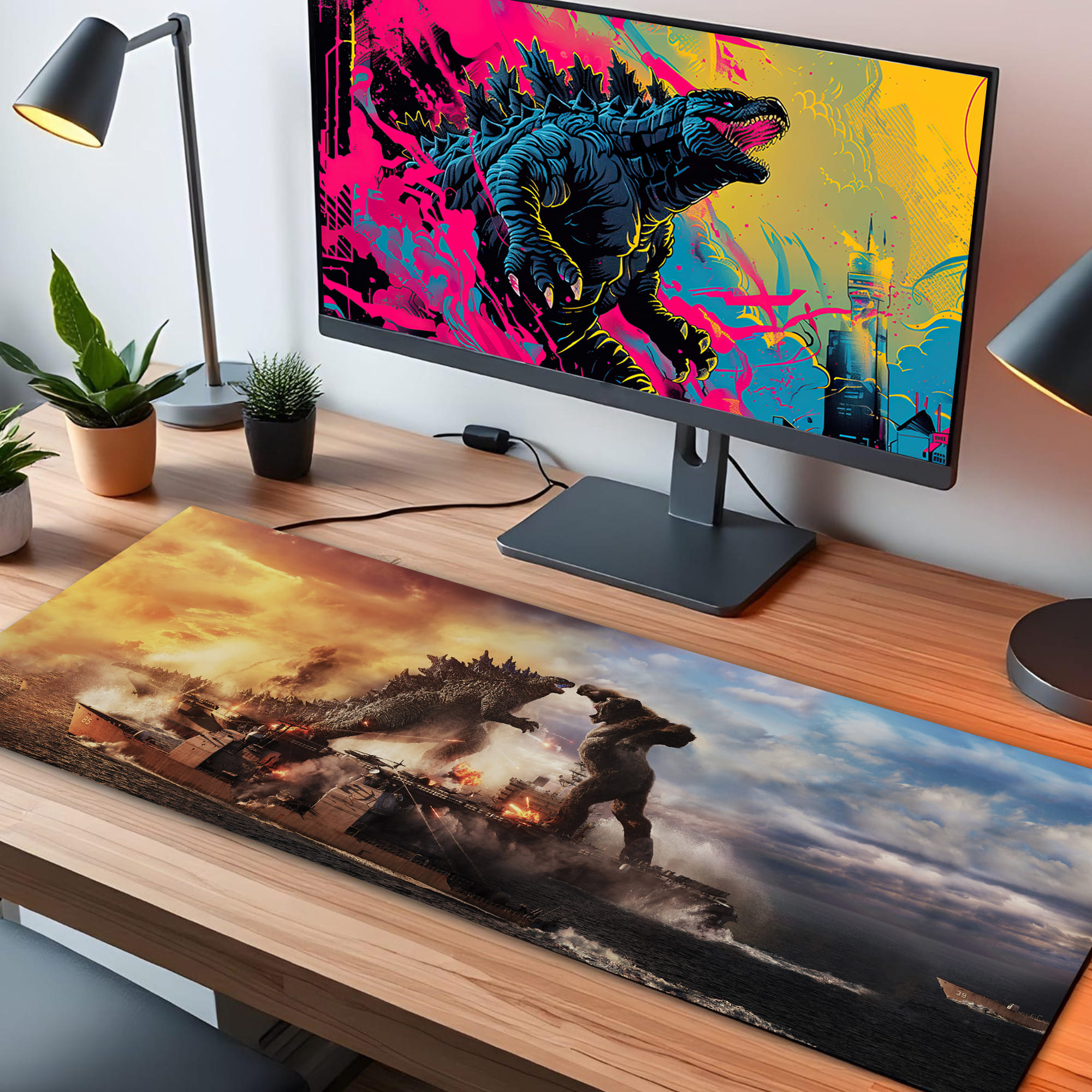 Godzilla on ship LED Desk Mat - Image 3