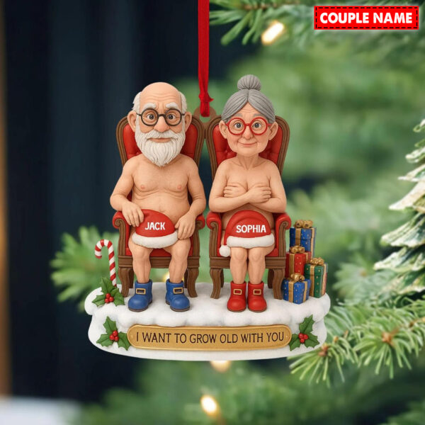 Personalized Old Couple I Want To Grow Old With You Christmas Ornament - Image 4