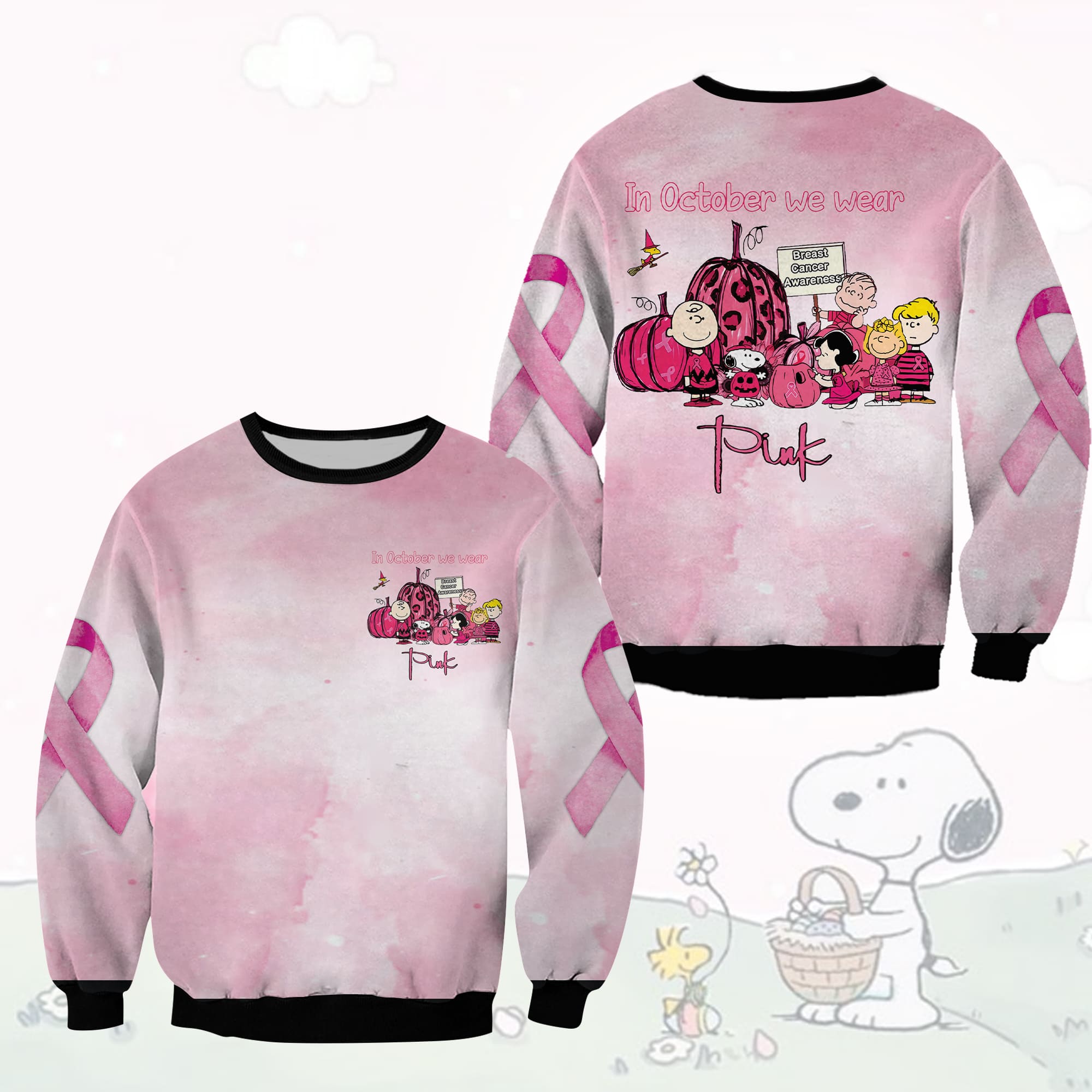 In October We Wear Pink Snoopy And Friends Unisex Sweatshirt