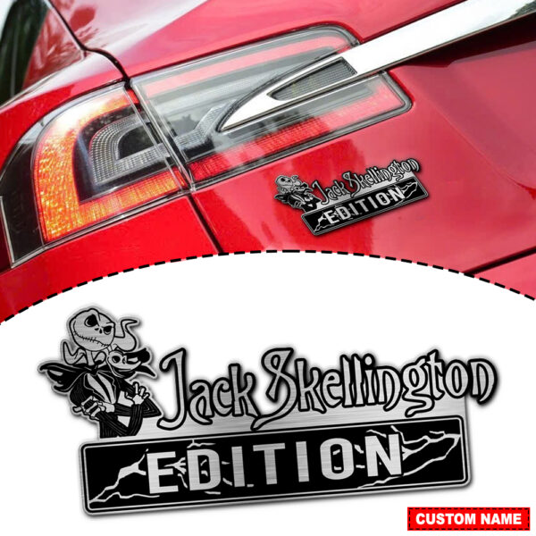Personalized Jack Skellington Edition Laser Engraved or 3D Inlayed Car Name Badge