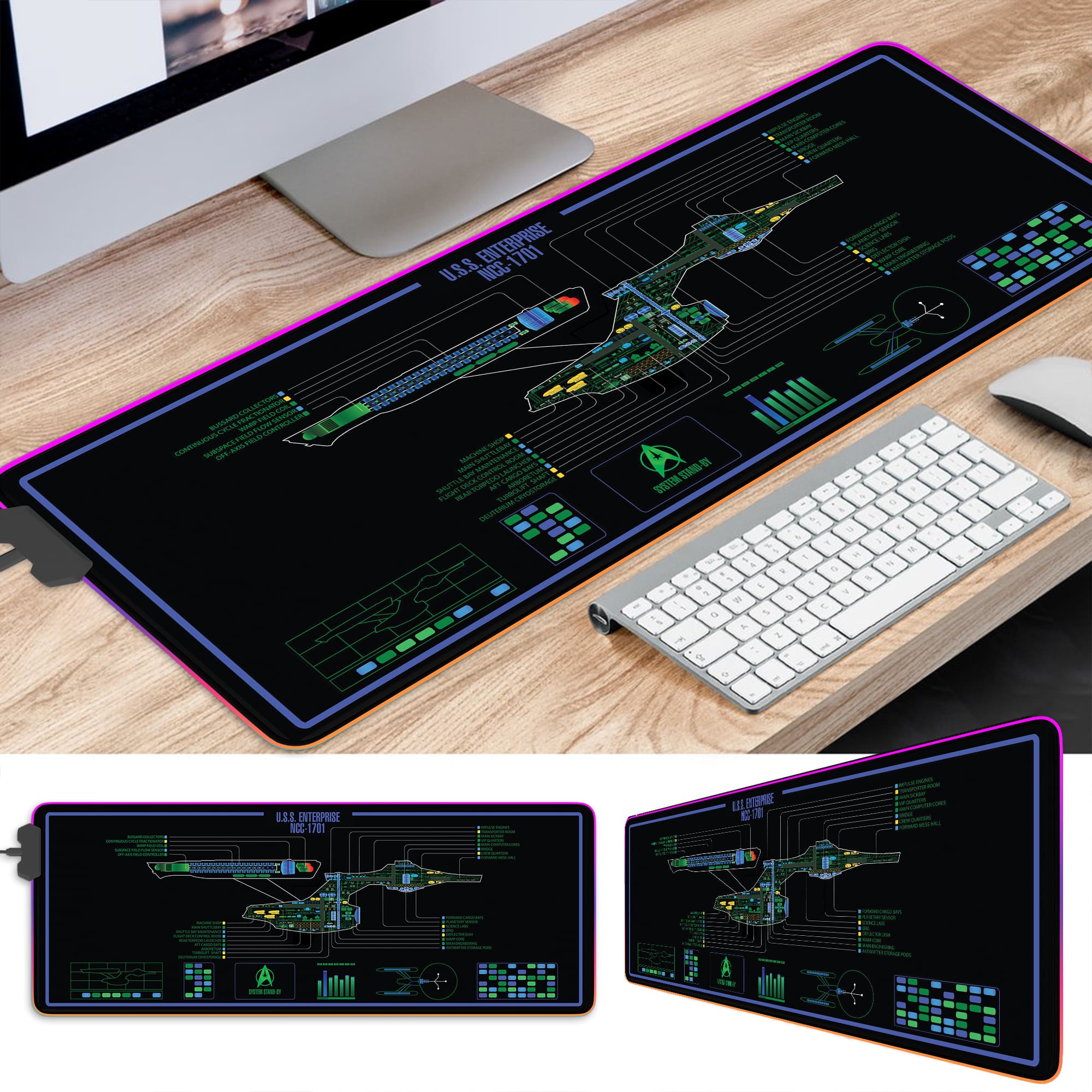 U.S.S. Enterprise NCC-1701 LCARS LED Desk Mat 114180 - Image 3