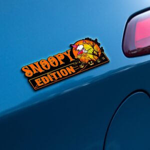Alternative view of Snoopy Halloween Edition Laser Engraved or 3D Inlayed Car Name Badge Version 2