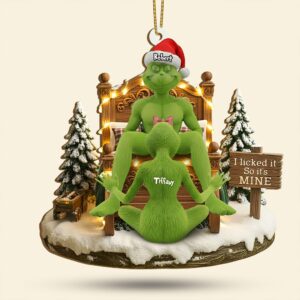 Alternative view of Personlized I Licked It So It's Mine Grinchmas Ornament Style 1