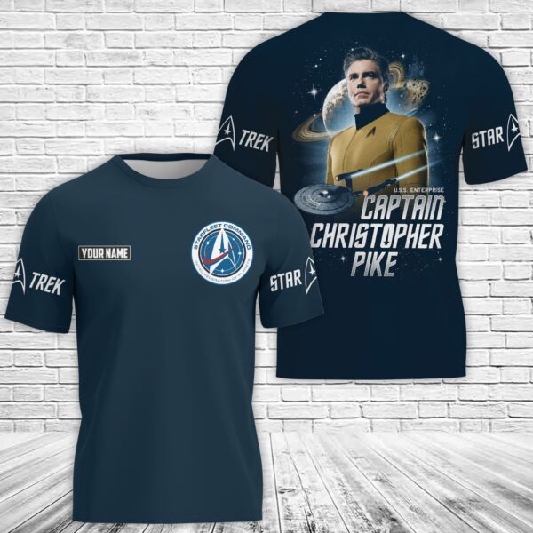 Personalized Star Trek Captain Christopher Pike USS Enterprise 3D Apparel - Image 2