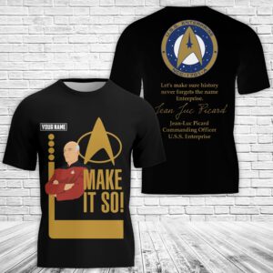 Alternative view of Personalized Star Trek Captain Jean-Luc Picard Commander USS Enterprise 3D Apparel