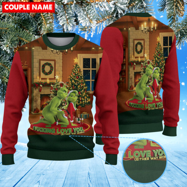 Personalized Merry Grinchmas Mr Mrs  Grinch Couple Christmas Knitted Sweater