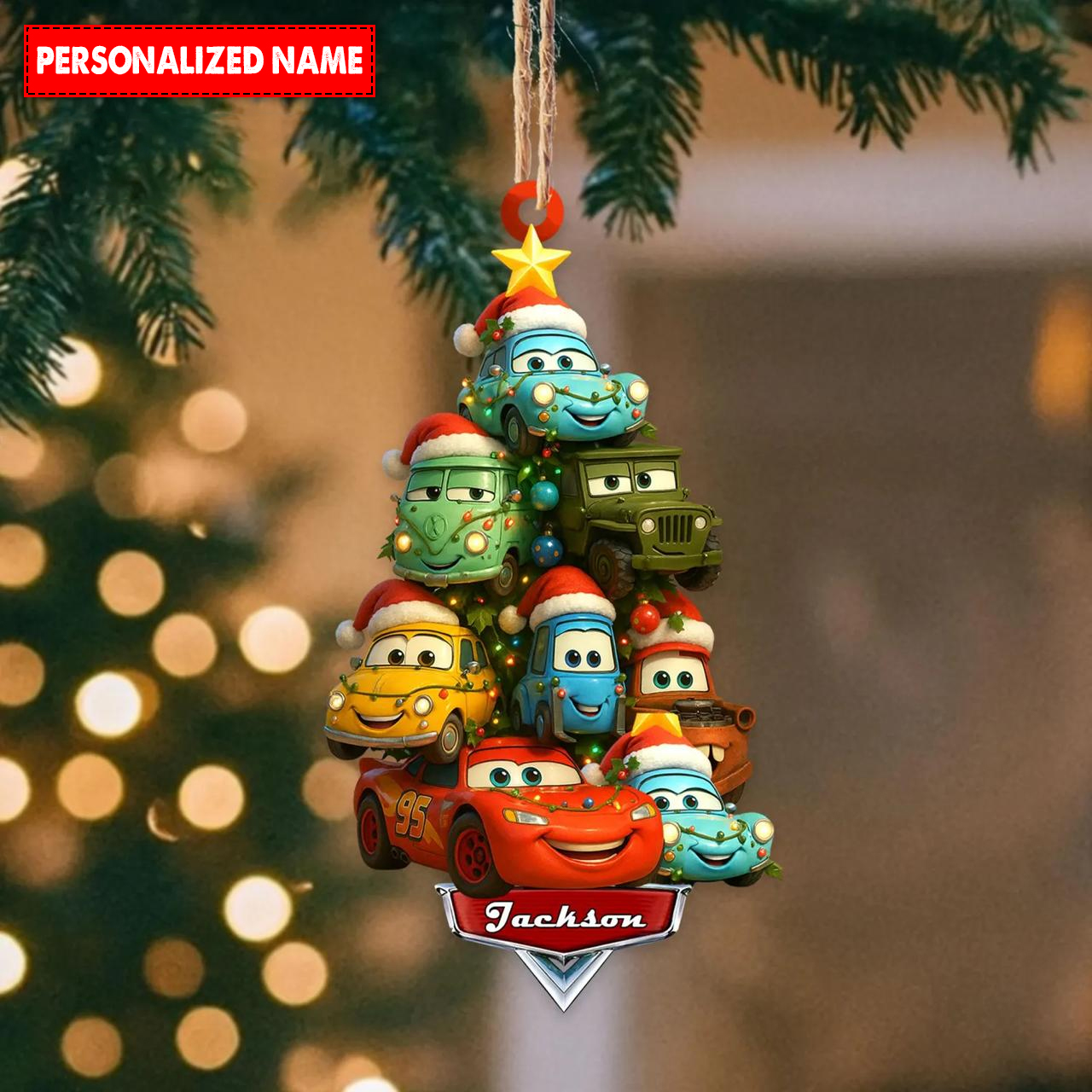 Personalized Name Car Characters Christmas Ornament - Image 3